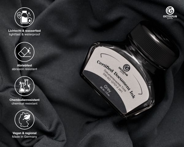 Document Ink grey, document-proof ink, certified according to DIN ISO 12757-2, 30 ml