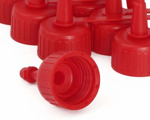 Nozzle caps with 30mm dosage tip, with retaining strap, 10 caps