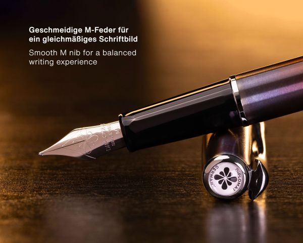 Füllhalterset Diplomat Traveller Flame mit Lederetui, Schreibtinte und Tintenkonverter, Stärke M