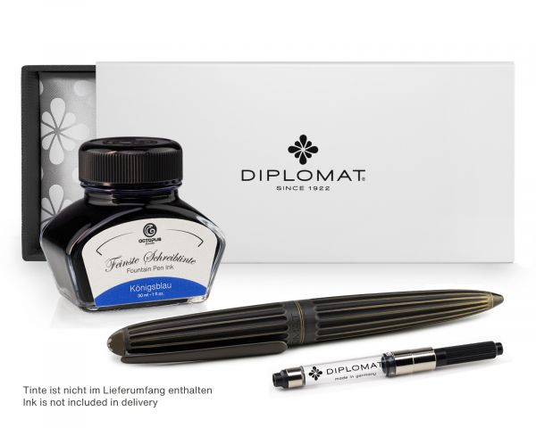 Stilografica Diplomat Aero Oxid Messing, campi in acciaio inox M