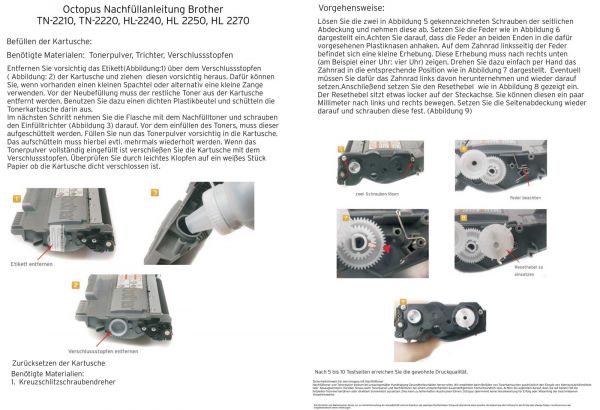 Kit di toner compatibile con Brother HL 2130, 2240, 2250, 2270, TN-2010, TN-2210, TN-2220