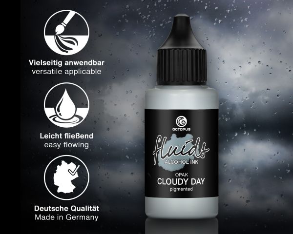 Octopus Fluids Alcohol Ink OPAK CLOUDY DAY, Alkoholtinte für Fluid Art und Resin, grau
