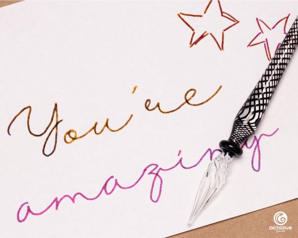 Handgefertigte Glasfeder, Glas-Schreibfeder für Kalligraphie und Zeichnungen