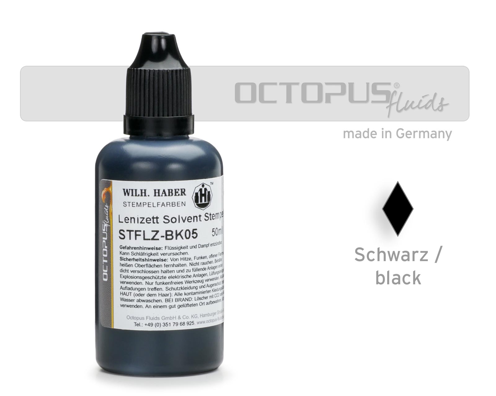 Lenizett Solvent stamping ink for smooth surfaces, black Lenizett Solvent stamping ink for smooth surfaces, black