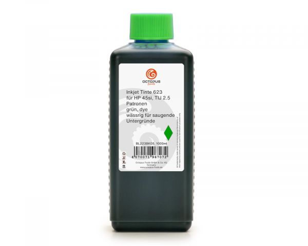 Inkjet Nachfülltinte kompatibel für 623 für HP 45si, TIJ 2.5 Patronen, grün, dye, wässrig für saugen