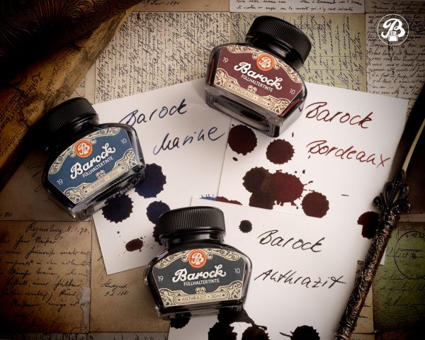 Barock 1910 Schreibtinten Kollektion im 30 ml Glasflakon