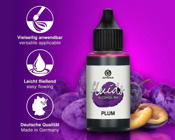 Octopus Fluids Alcohol Ink PLUM, Alkoholtinte für Fluid Art und Resin, violett