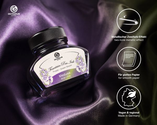 Fountain Pen Ink Sheen with converter, Medusa, Violet, 30 ml