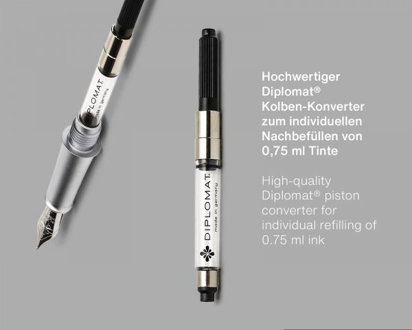 Set di penne stilografiche Diplomat Elox Matrix nero-verde con inchiostro da scrittura e astuccio in legno di wengé