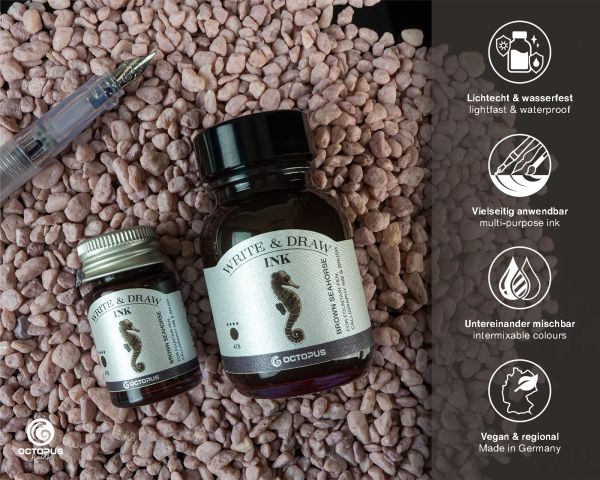 Write and Draw Ink 478 Brown Seahorse, Schreib- und Zeichentusche