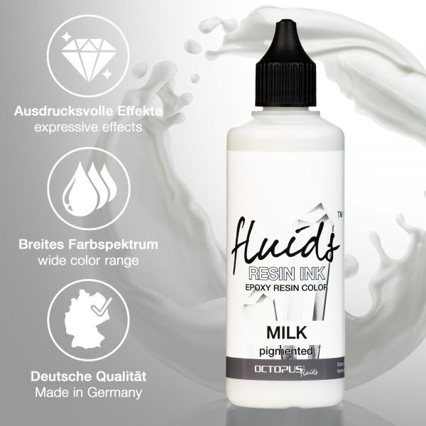 100 ml Octopus Fluids Resin Ink MILK, Alcohol Ink für Epoxidharz und UV-Resin, weiß