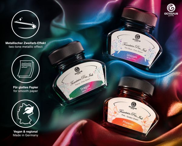 3 x 30 ml fountain pen ink Sheen with converter