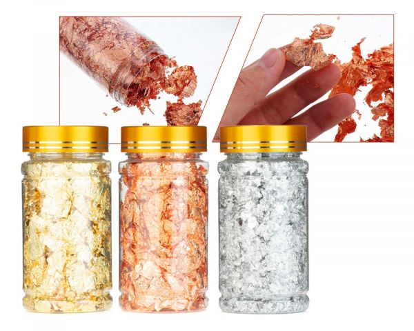 Gold Flakes Metallics for Epoxy Resin, Alcohol Ink Art and Arts & Crafts