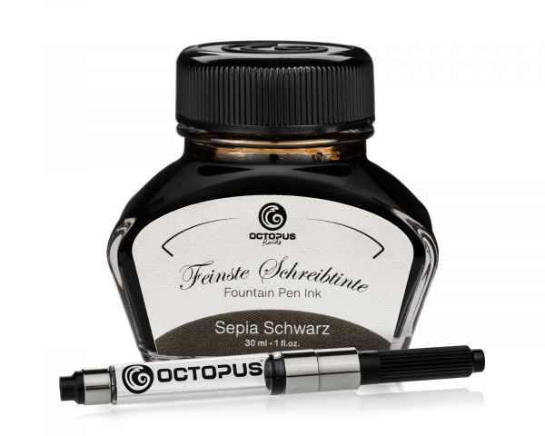 Inchiostro da scrittura con convertitore, inchiostro per penna stilografica, Sepia Schwarz - nero seppia