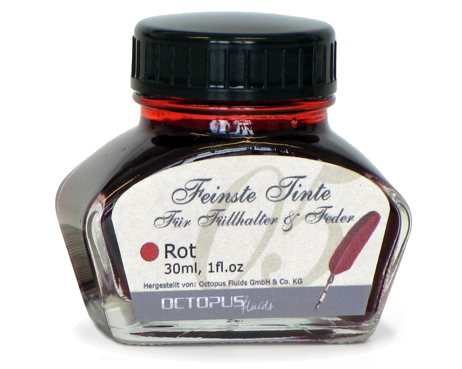 Fine writing ink for fountain pens and quills, red Fine writing ink for fountain pens and quills, red