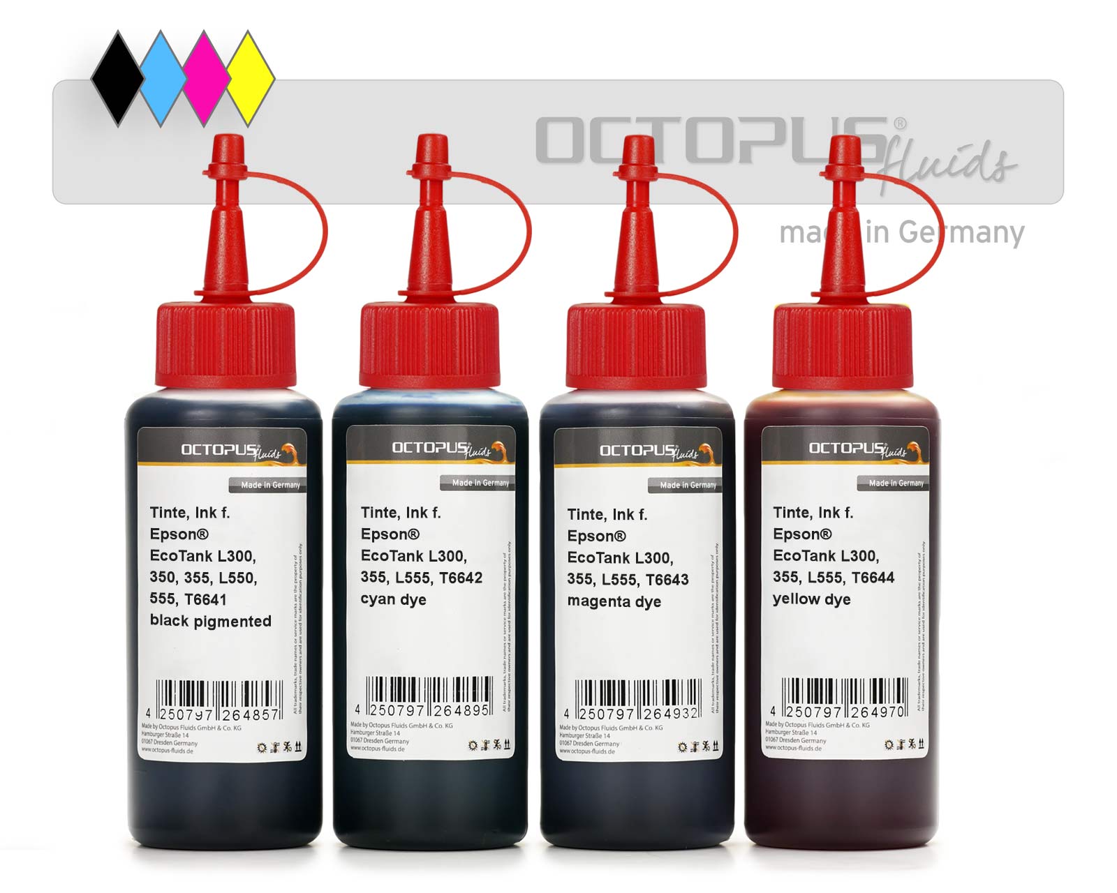 Refill ink kit for Epson EcoTank L300, L355, L555