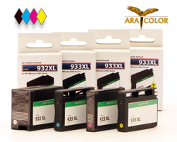 Komplettset ARA COLOR remanufactured Tintenpatronen für HP 932, 933, 4 Stück, (non OEM)