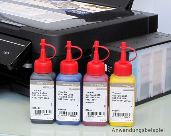 Tinte Epson EcoTank L300, L355, L555 Drucker, T6641 schwarz