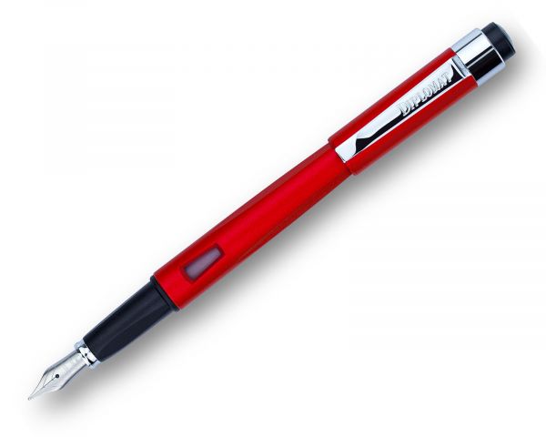 Penna stilografica Diplomat Magnum Burned Red con inchiostro da scrittura e convertitore, M-nib in acciaio inox