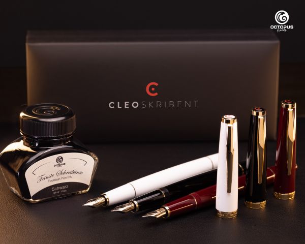 Set di stilografiche Cleo Skribent Classic Oro - stilografica a cartuccia, pennino M e 30 ml di inchiostro