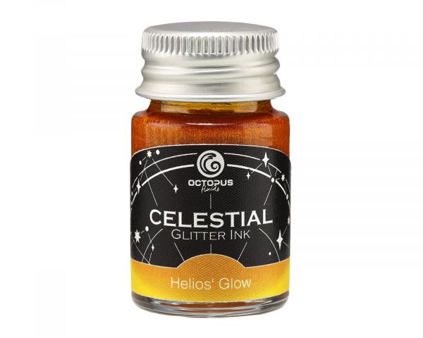 Celestial Glitter, Helios’ Glow, Inchiostro Shimmer per Penna Stilografica, Giallo con shimmer oro, 30 ml