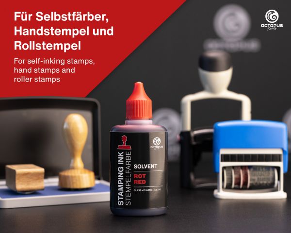 Lenizett Solvent Stempelfarbe für glatte Untergründe, rot