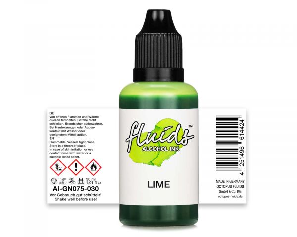 Octopus Fluids Alcohol Ink LIME for fluid art and resin, green