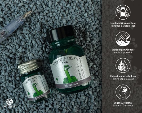 Write and Draw Ink 359 Green Ostrich, Schreib- und Zeichentusche