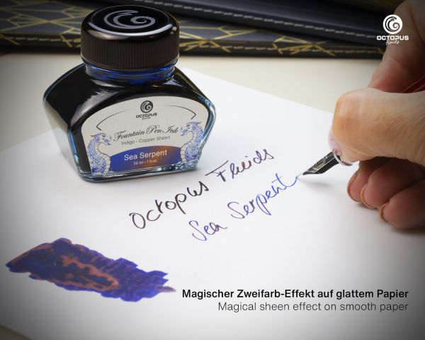 Fountain Pen Ink Sheen with converter, Sea Serpent, Blue, 30 ml