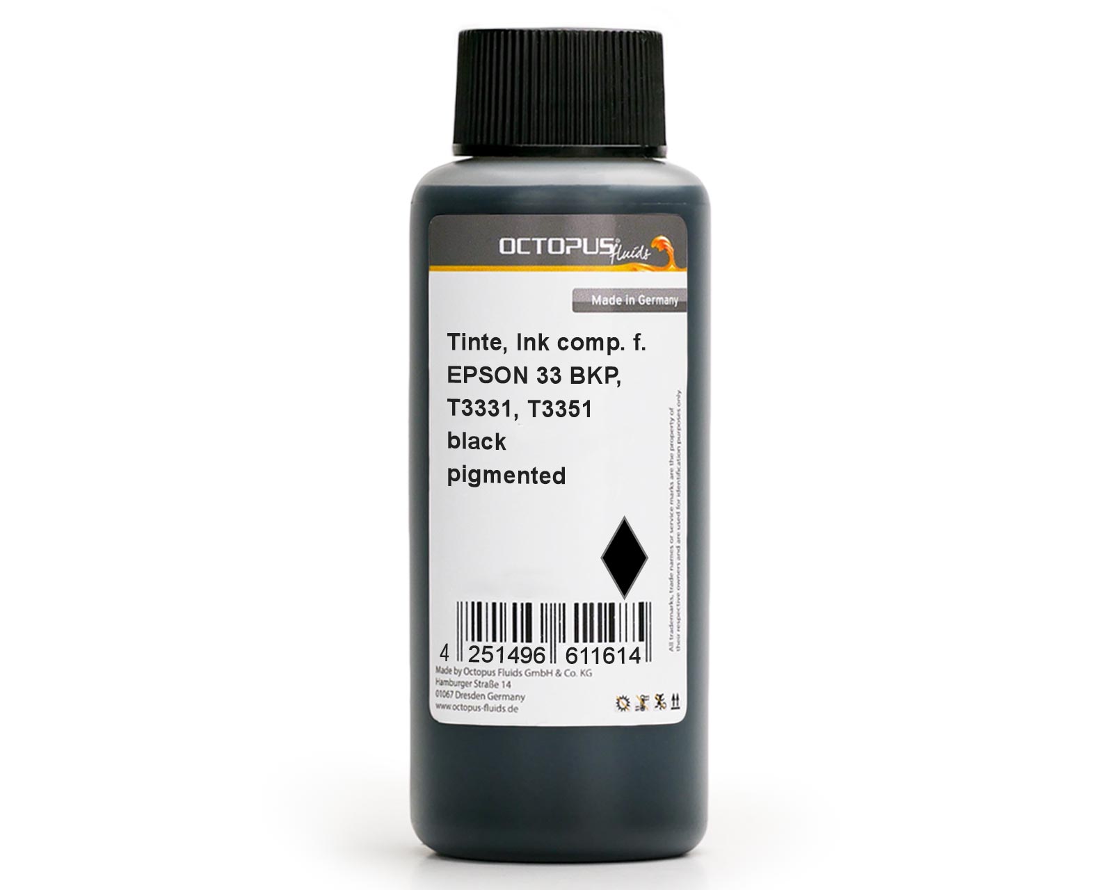 Refill ink for Epson 33, Expression Premium XP-530, XP-630, XP-830 a.o. black pigmented