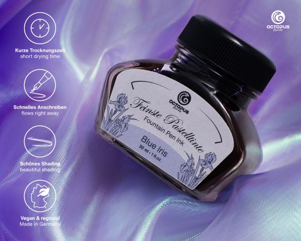 Fountain pen ink pastel "Blue Iris" including converter, Writing ink for fountain pen, 30ml