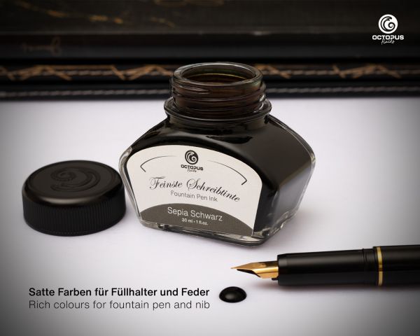 Fountain pen ink with converter, Writing ink for fountain pen, Sepia Black