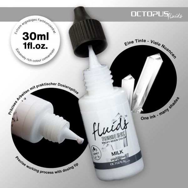 Octopus Fluids Resin Ink MILK, Alcohol Ink for Epoxy Resin and UV Resin, white