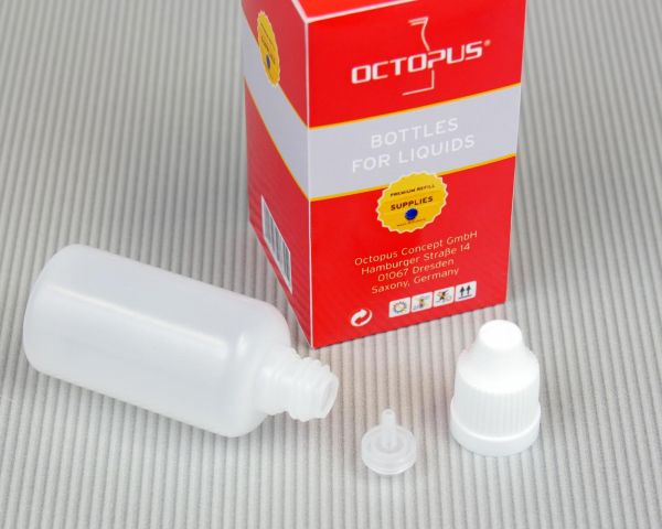 5 x 30 ml soft LDPE dropper bottles with white caps and funnel