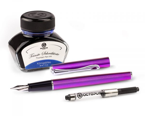 Stilografica Diplomat Traveller Funky Fuchsia con inchiostro da scrittura e converter, misura M