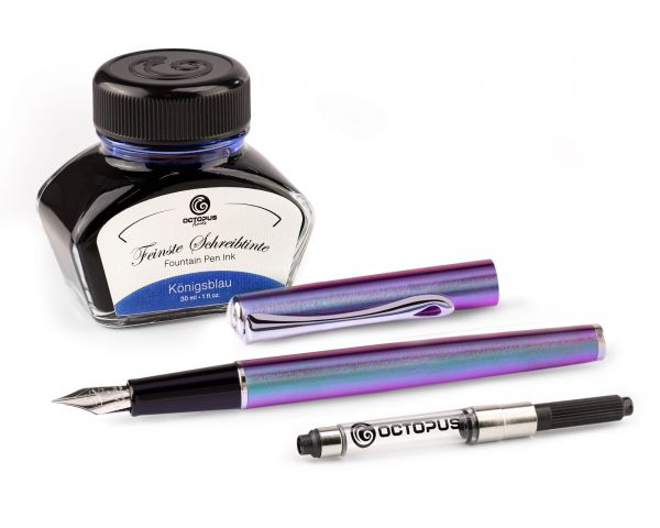 Stilografica Diplomat Traveller Funky Petrol con inchiostro da scrittura e convertitore d'inchiostro, misura M