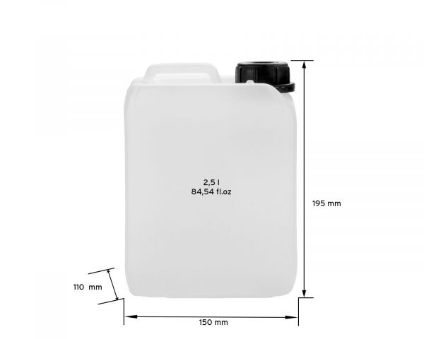 2x 2,5L canister made of HDPE, ecru, with screw cap, thread 45 mm