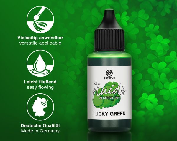 100 ml Octopus Fluids Alcohol Ink LUCKY GREEN, Inchiostro ad alcohol per Fluid Art e Resin Art, verde