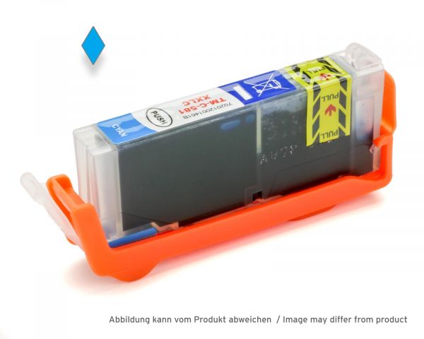 Compatible ink cartridge replacing Canon CLI-581 C cyan cartridges inclusive chip