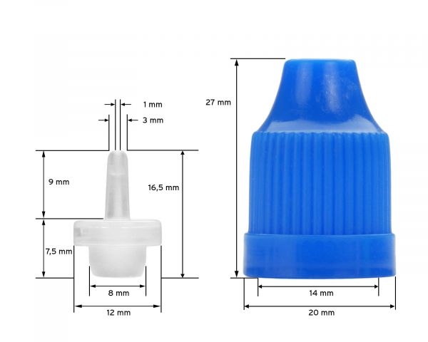10 x 10 ml LDPE Tropfflaschen mit blauen Deckeln + Trichter