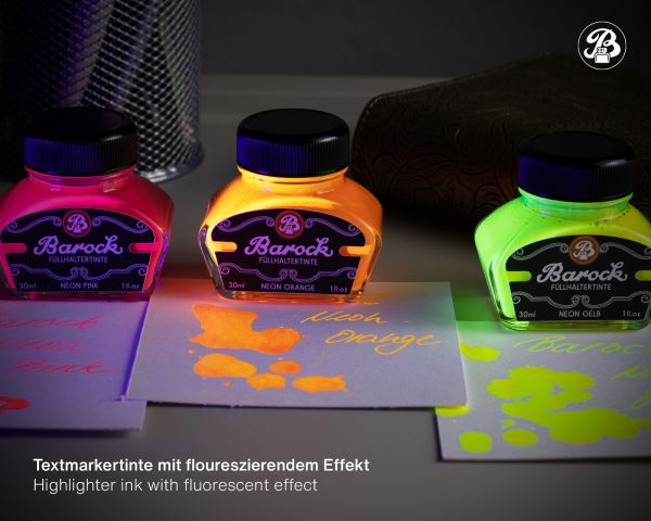 BAROCK Highlighter ink for fountain pens, fluorescent neon, 30 ml