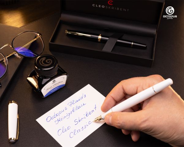 Cleo Skribent Classic Oro Penna stilografica a cartuccia, bianco, pennino M