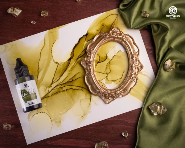 Octopus Fluids Alcohol Ink Olive for fluid art and resin, green
