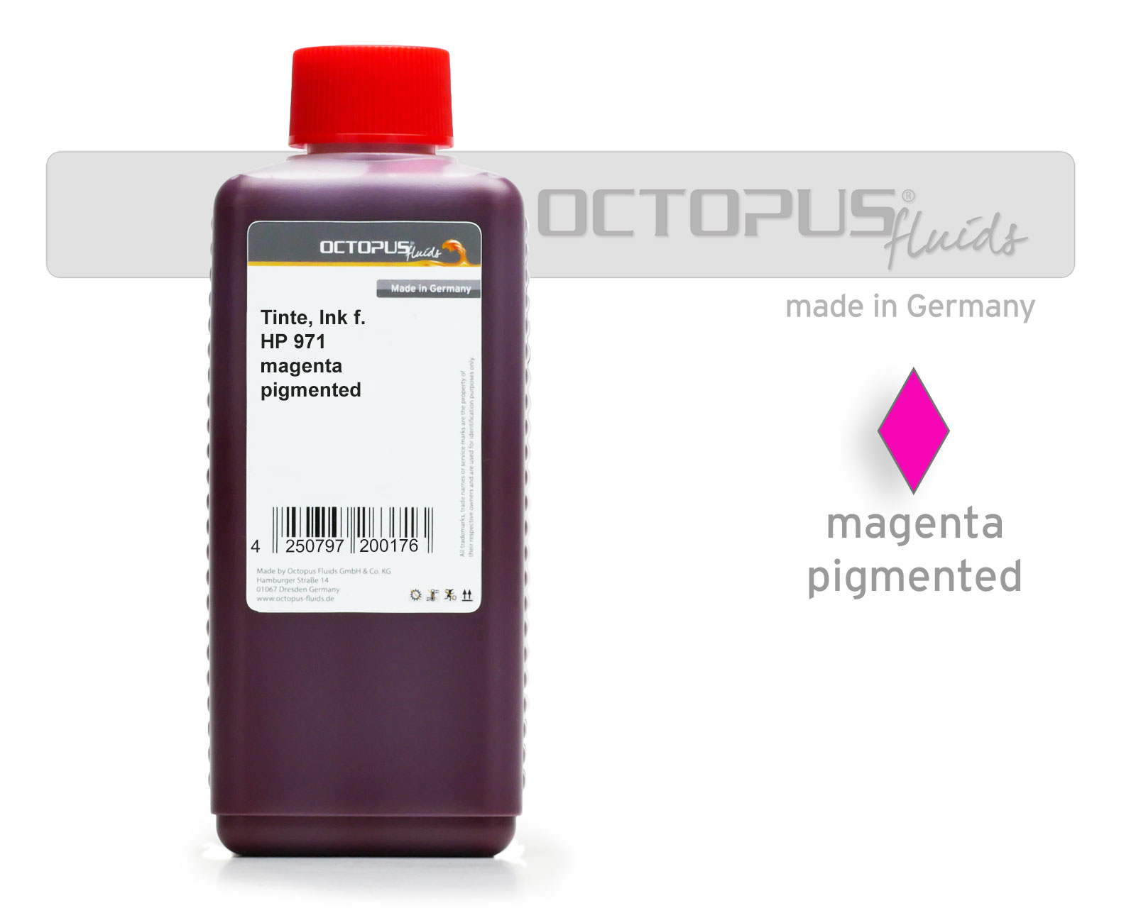 Inchiostro pigmentato Octopus per HP 971 - Magenta