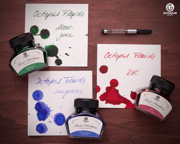 3 x 30 ml Octopus writing ink with ink converter