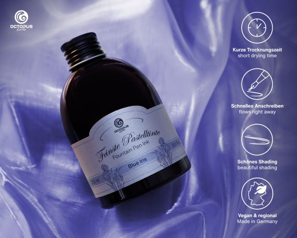 Fountain pen ink pastel "Blue Iris" including converter, Writing ink for fountain pen, 250ml