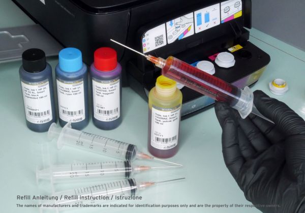 Ricarica inchiostro compatibile per HP 31, 1VU26AE, Smart Tank ciano