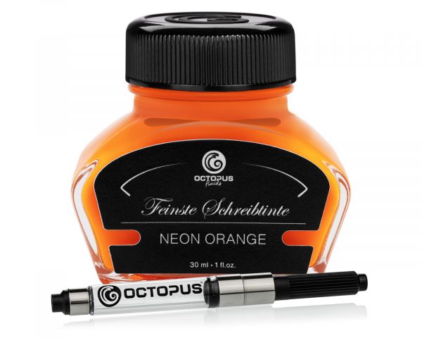 Highlighter ink including converter for fountain pens, fluorescent neon orange