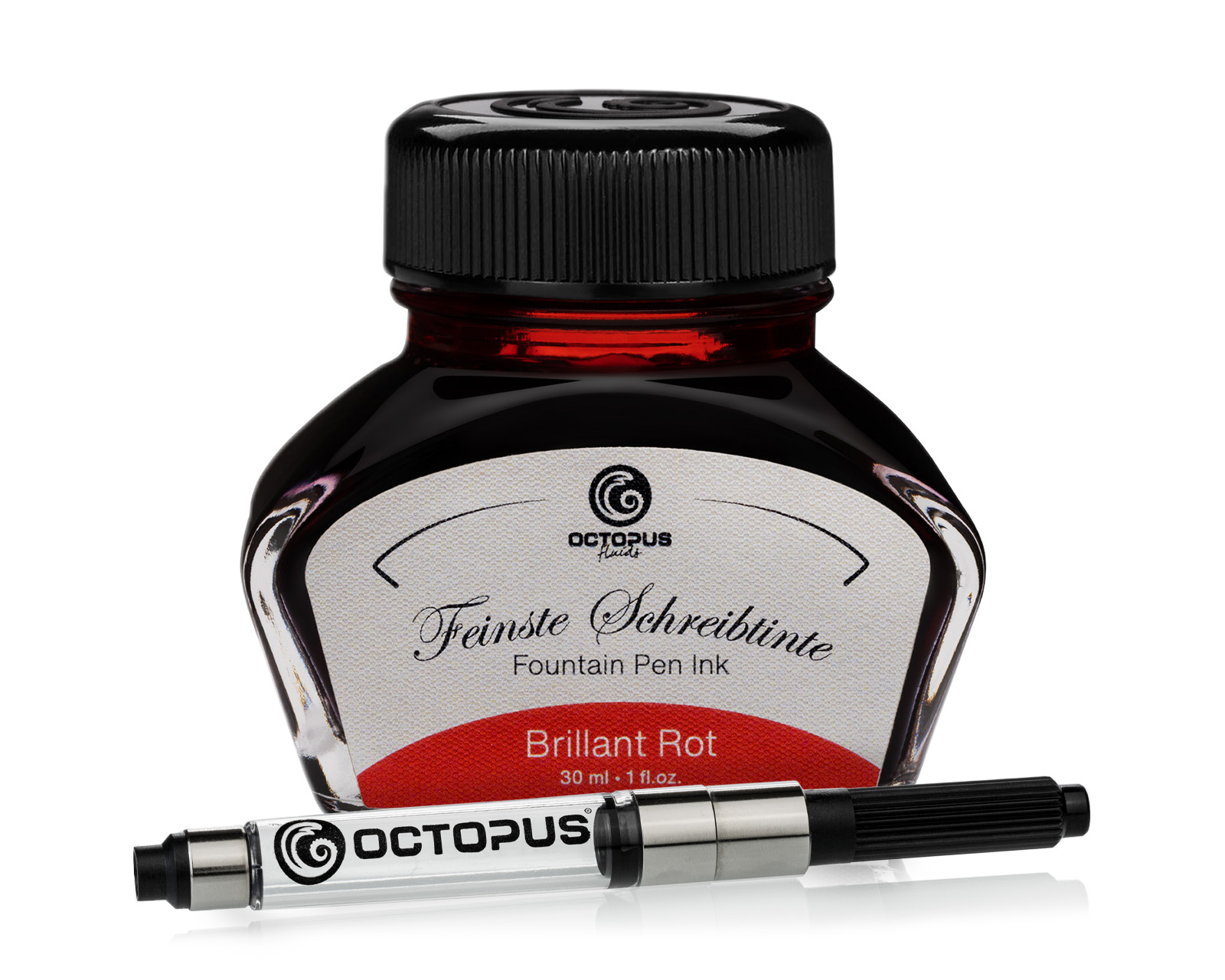Fountain pen ink including converter, Writing ink for fountain pen, Brillant Rot 30ml in inkwell