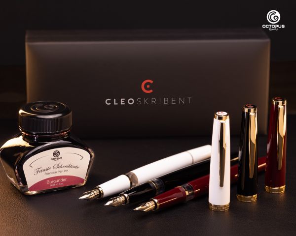 Cleo Skribent Classic Oro Penna stilografica a stantuffo, bianco, pennino M